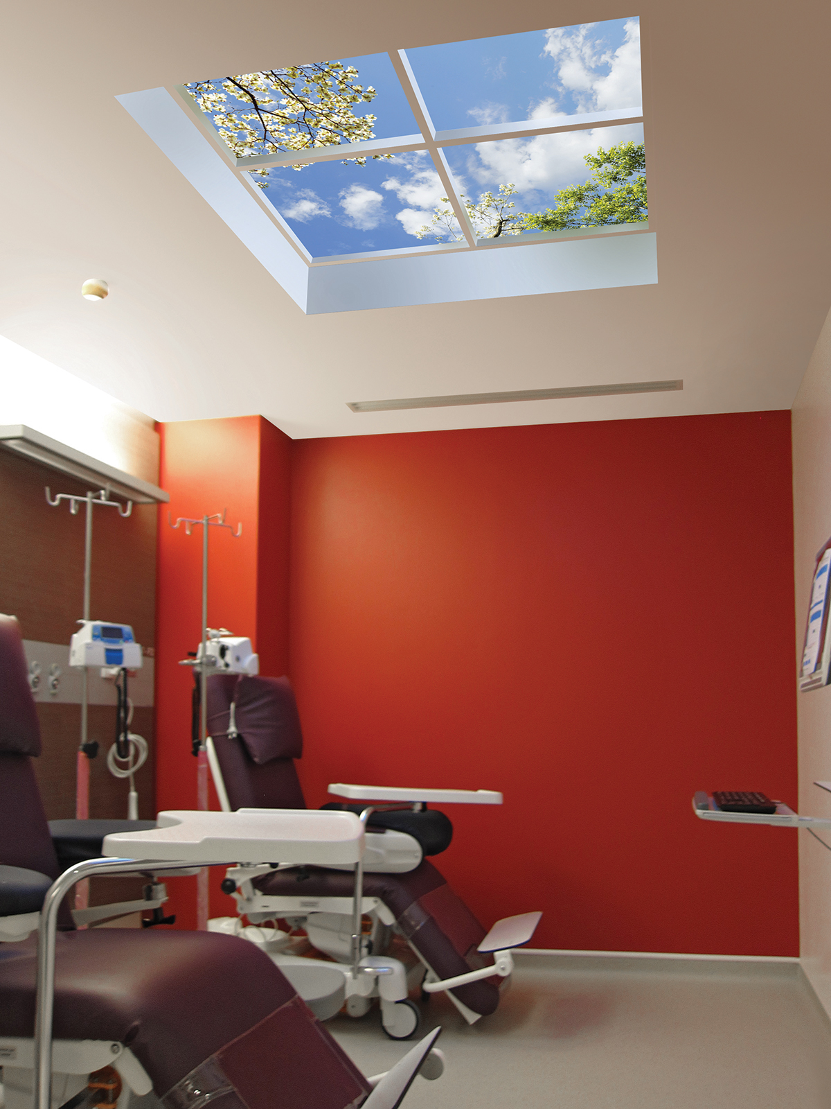 unlike artificial skylights in healthcare design. Luminous SkyCeilings create a visceral depth illusion.