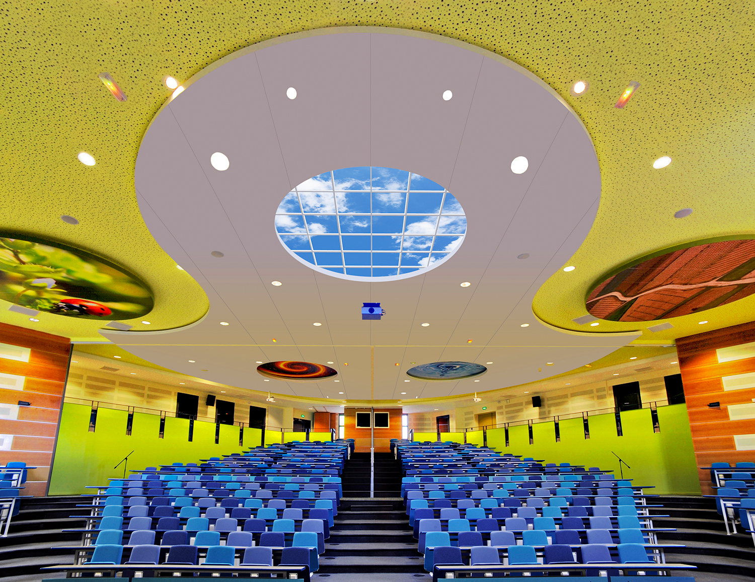 Luminous SkyCeiling (artificial skylight) creates a great sightline to the sky.